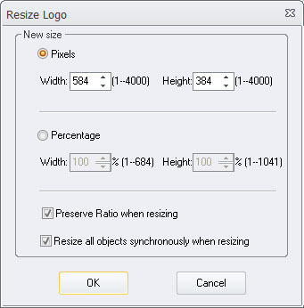 screenshot of resize logo