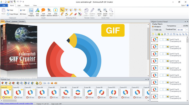 Main interface and boxshot of GIF Creator